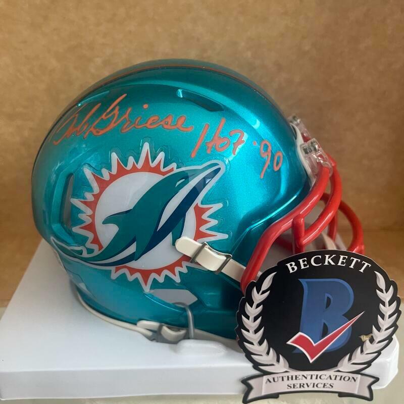 BOB GRIESE MIAMI DOLPHINS HOF 90 SIGNED FLASH MINI HELMET BAS WITNESSED