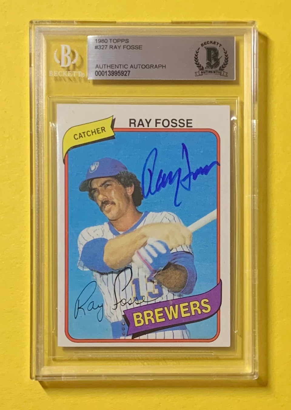 1980 TOPPS RAY FOSSE #327 AUTHENTIC AUTO BECKETT CERTIFIED BREWERS