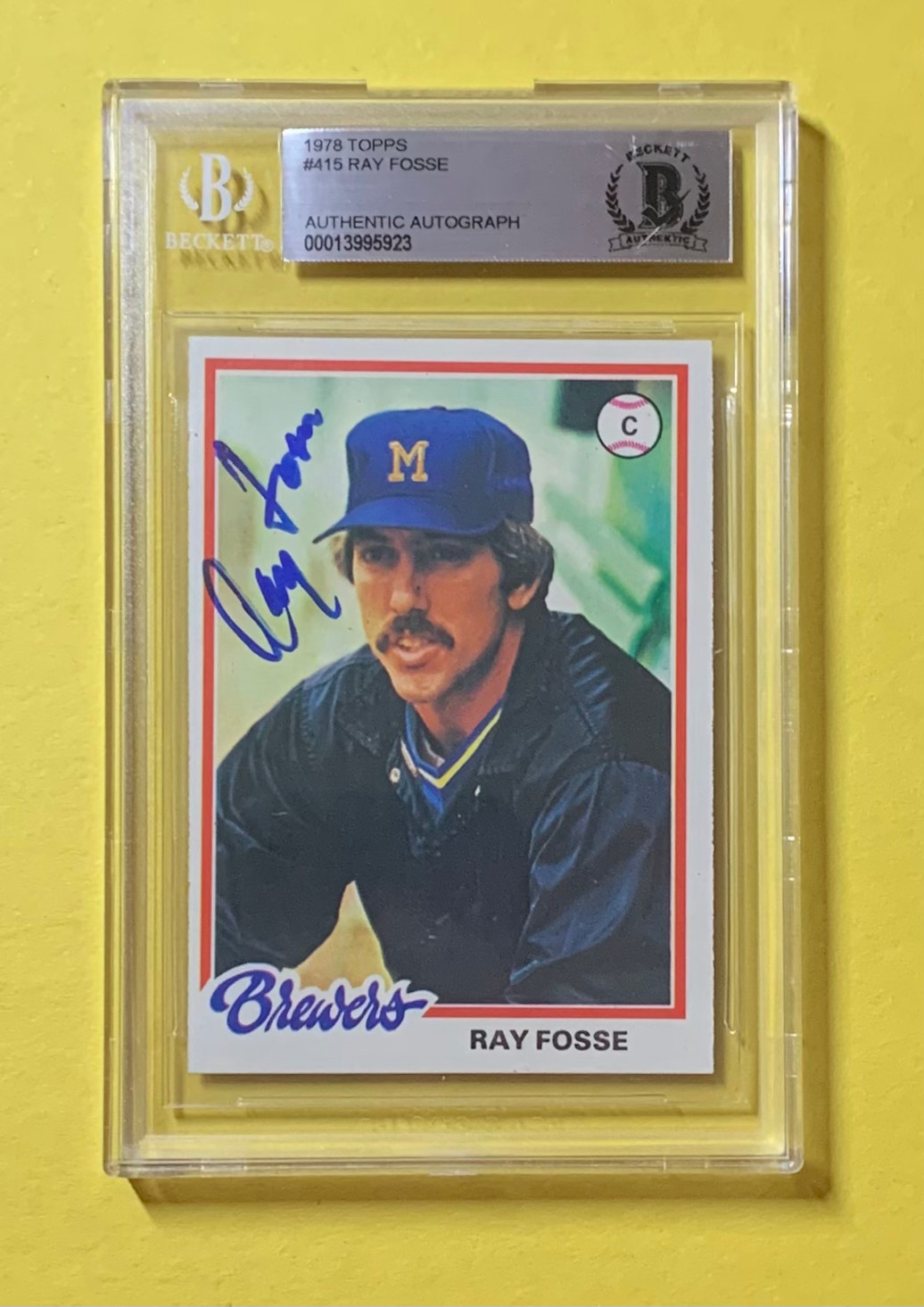 1978 TOPPS RAY FOSSE #415 AUTHENTIC AUTO BECKETT CERTIFIED BREWERS COLLECTIBLE MEMORABILIA