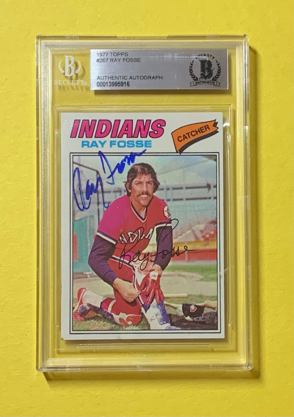 1977 TOPPS RAY FOSSE #267 AUTHENTIC AUTO BECKETT CERTIFIED CLEVELAND COLLECTIBLE MEMORABILIA