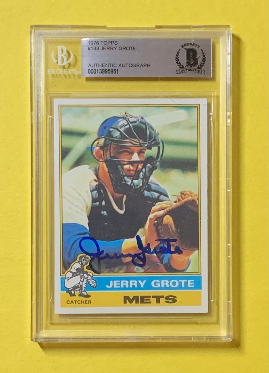 1976 TOPPS JERRY GROTE #143 AUTHENTIC AUTO BECKETT CERTIFIED METS COLLECTIBLE MEMORABILIA
