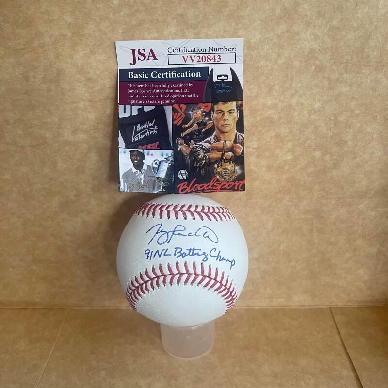 TERRY PENDLETON 91 NL BATTING CHAMP SIGNED AUTOGRAPHED M.L. BASEBALL JSA VV20843