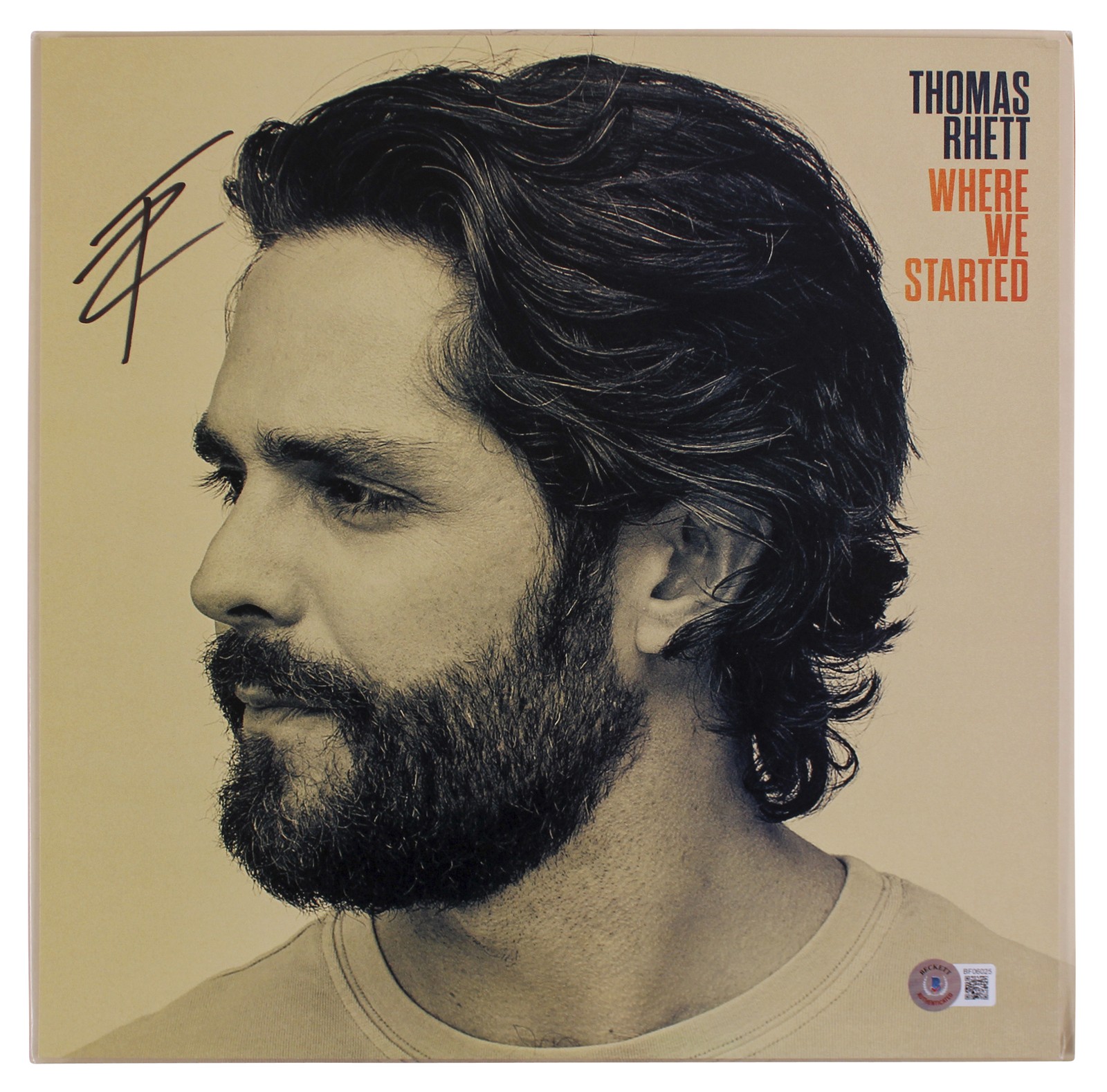 THOMAS RHETT AUTHENTIC SIGNED WHERE WE STARTED ALBUM FLAT W/ ALBUM & VINYL BAS COLLECTIBLE MEMORABILIA
