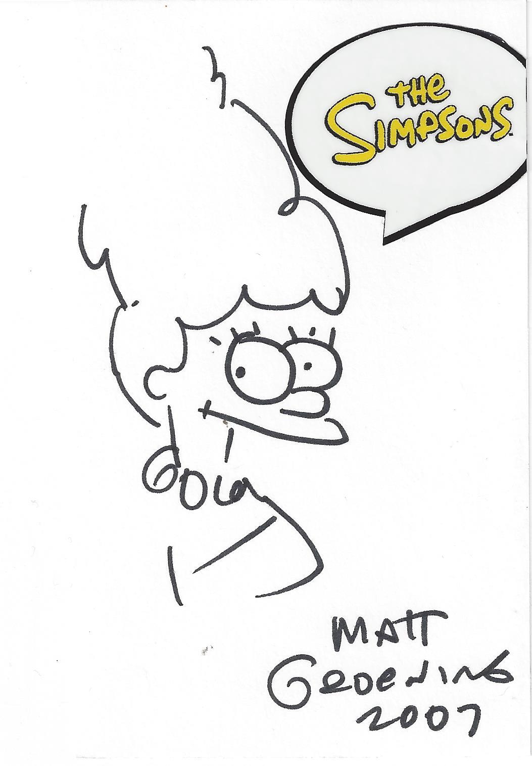 MATT GROENING Signed Index Card THE SIMPSONS 3 x 5 Drawing Doodle JSA LOA