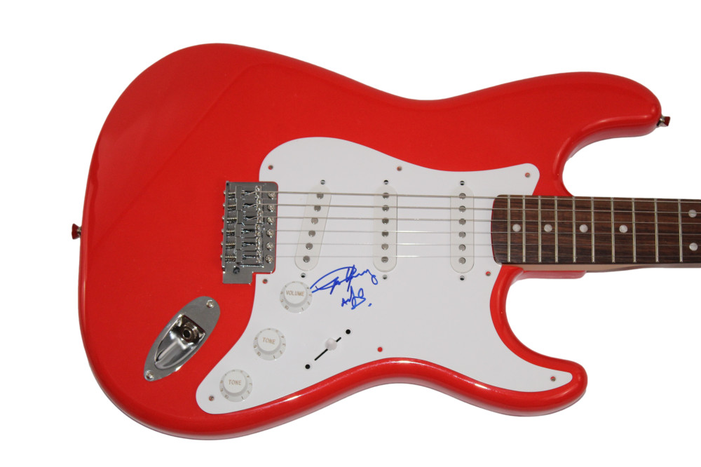 ANGUS YOUNG SIGNED AUTOGRAPH FULL SIZE RED FENDER ELECTRIC GUITAR AC/DC ACDC JSA