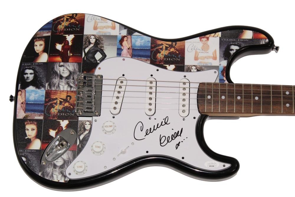 CELINE DION SIGNED AUTOGRAPH CUSTOM FENDER ELECTRIC GUITAR FULL SIGNATURE!! JSA COLLECTIBLE MEMORABILIA