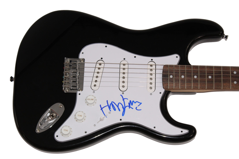 HANS ZIMMER SIGNED AUTOGRAPH BLACK FENDER ELECTRIC GUITAR - THE DARK KNIGHT JSA