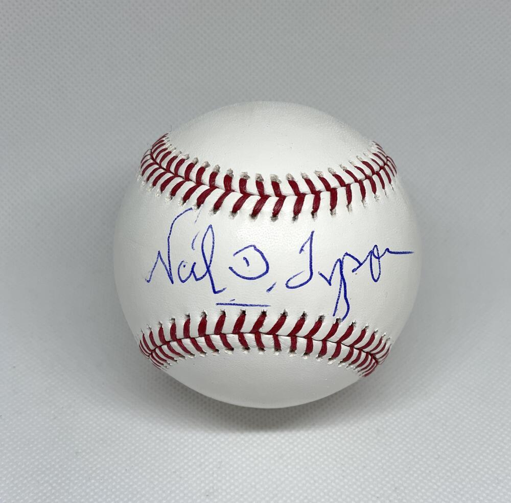 NEIL DEGRASSE TYSON SIGNED AUTOGRAPH OMLB BASEBALL COSMOS ASTROPHYSICIST JSA COA