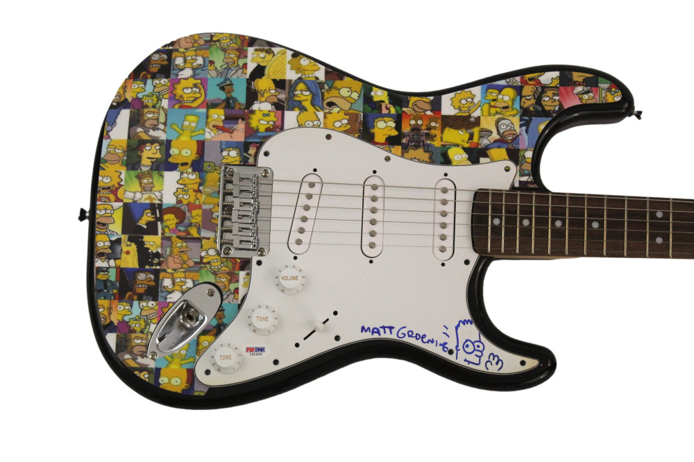 MATT GROENING SIGNED AUTOGRAPH CUSTOM 1/1 FENDER GUITAR - SIMPSONS CREATOR PSA