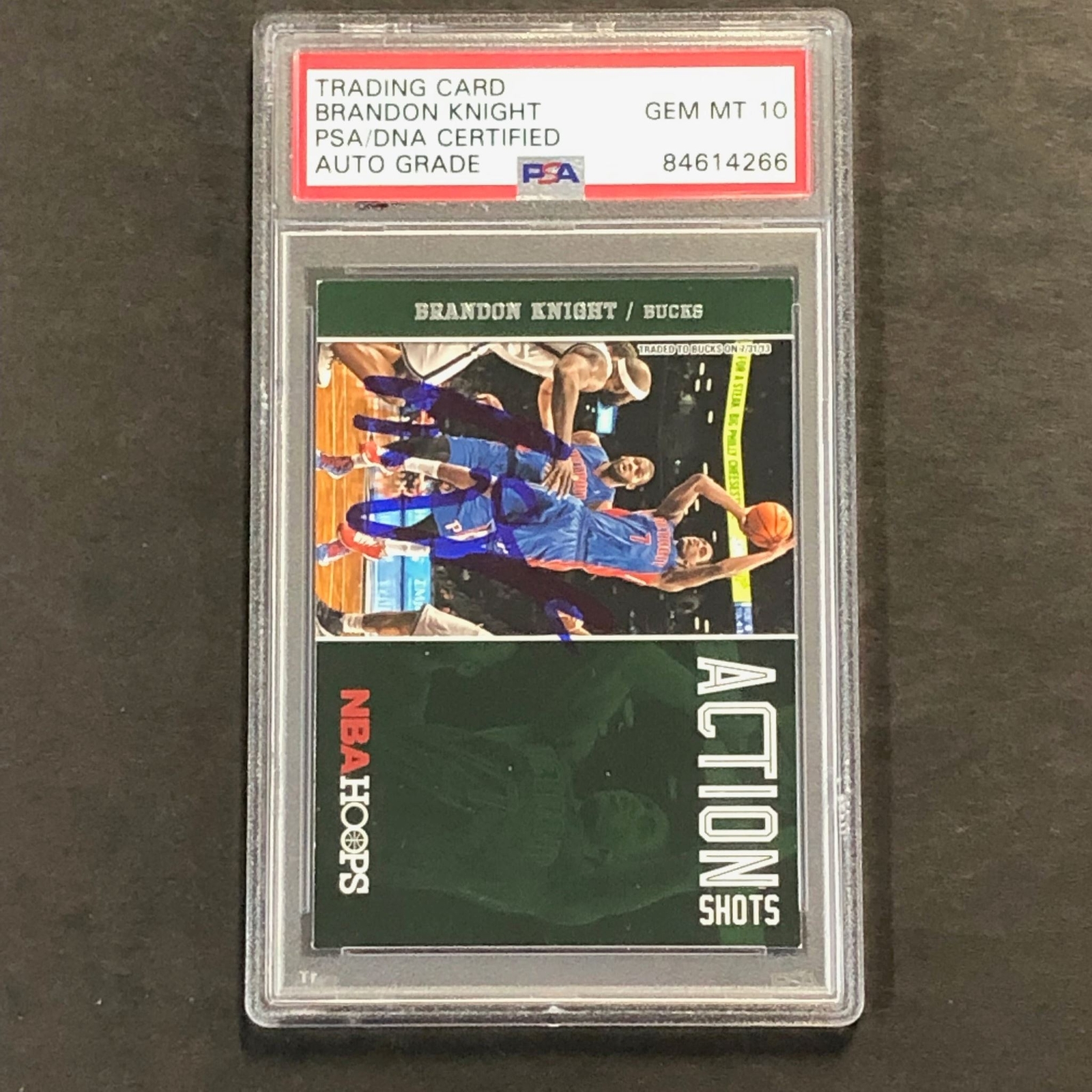 2013-14 NBA Hoops Action Shots #9 Brandon Knight Signed Card AUTO 10 PSA Slabbed