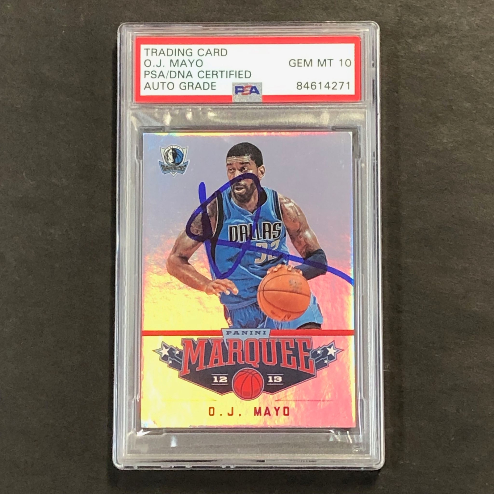 2012-13 PANINI MARQUEE #47 O.J. MAYO SIGNED CARD AUTO 10 PSA SLABBED MAVERICKS COLLECTIBLE MEMORABILIA