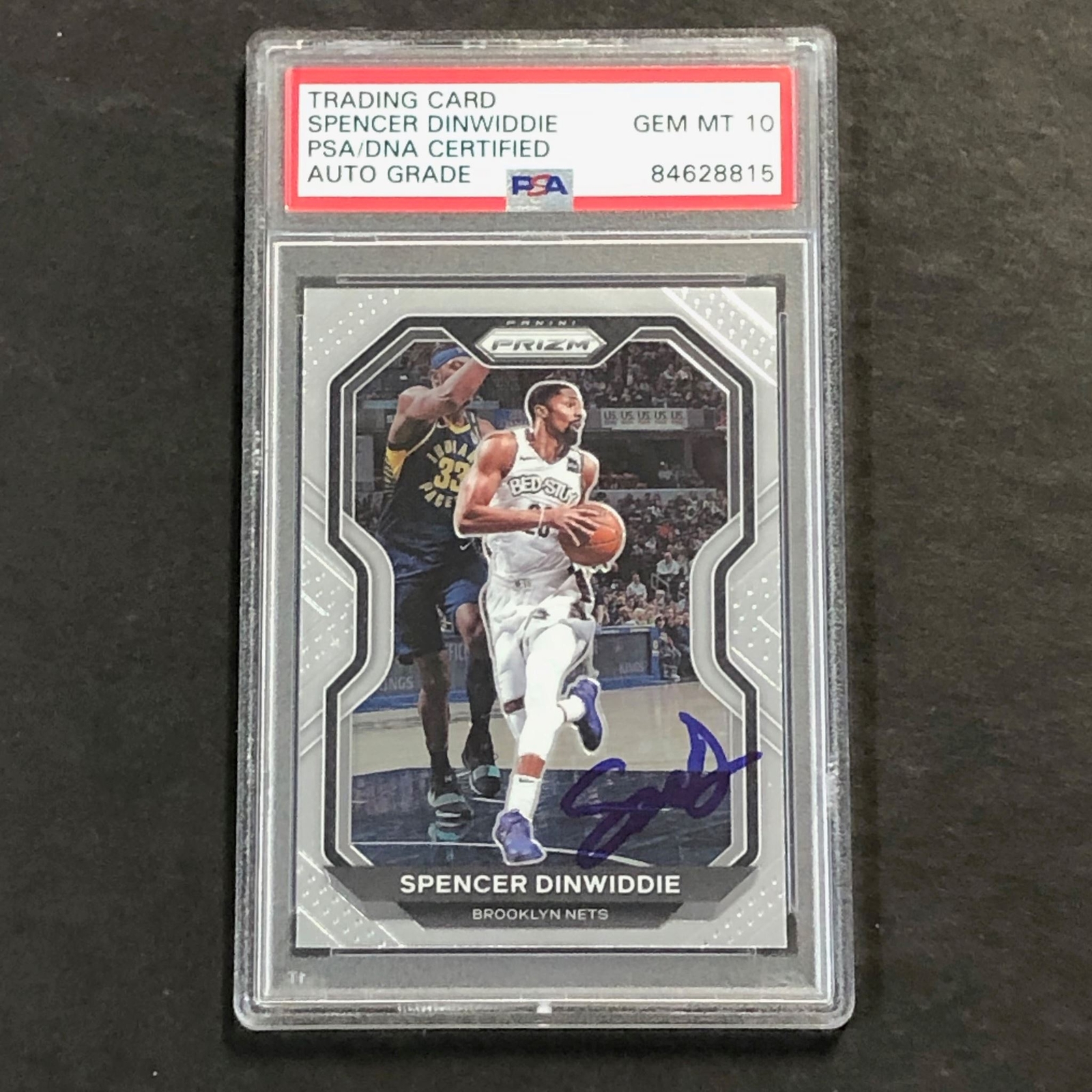 2020-21 PANINI PRIZM #12 SPENCER DINWIDDIE SIGNED CARD AUTO 10 PSA SLABBED NETS COLLECTIBLE MEMORABILIA