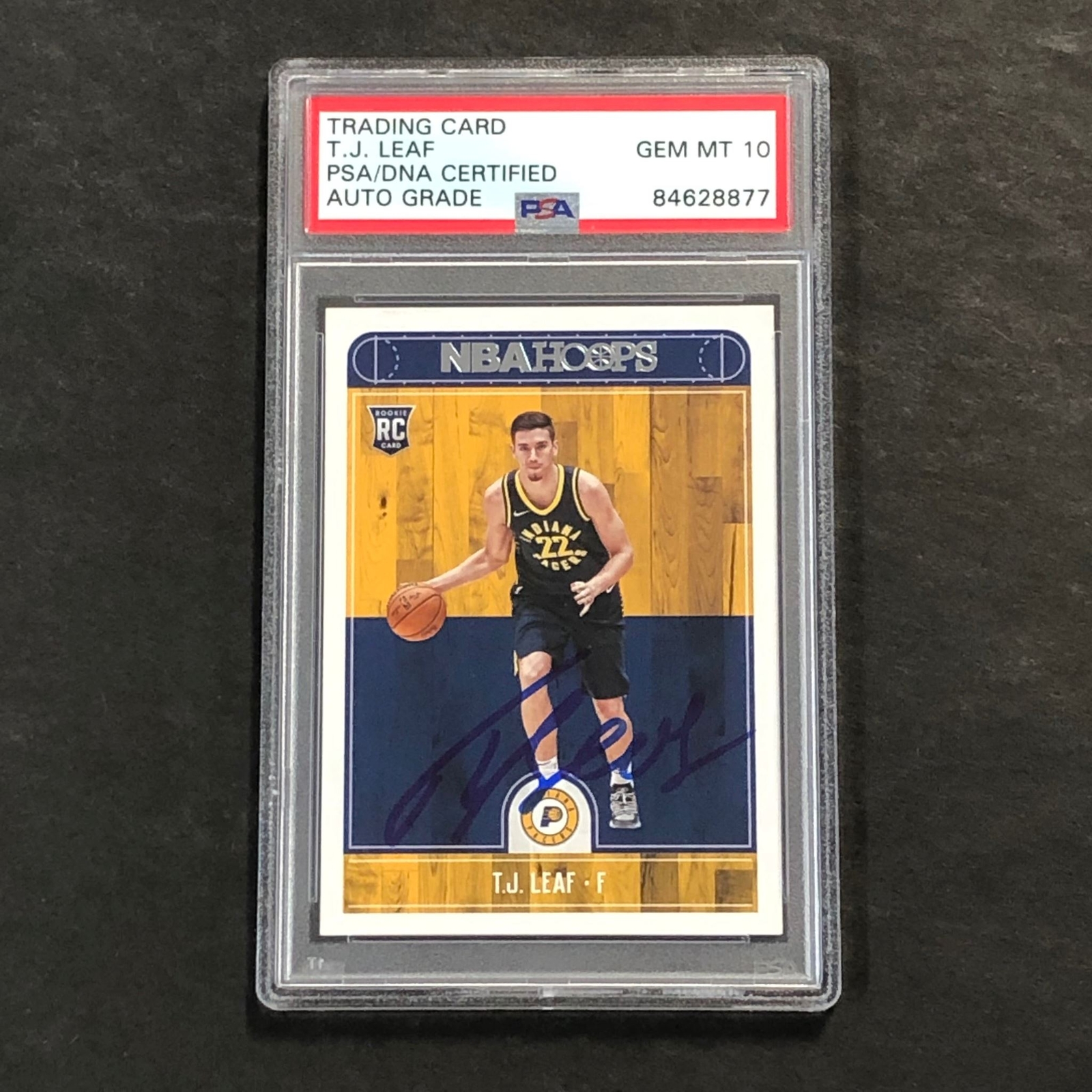 2017-18 NBA HOOPS #268 TJ LEAF SIGNED CARD AUTO 10 PSA SLABBED RC PACERS COLLECTIBLE MEMORABILIA