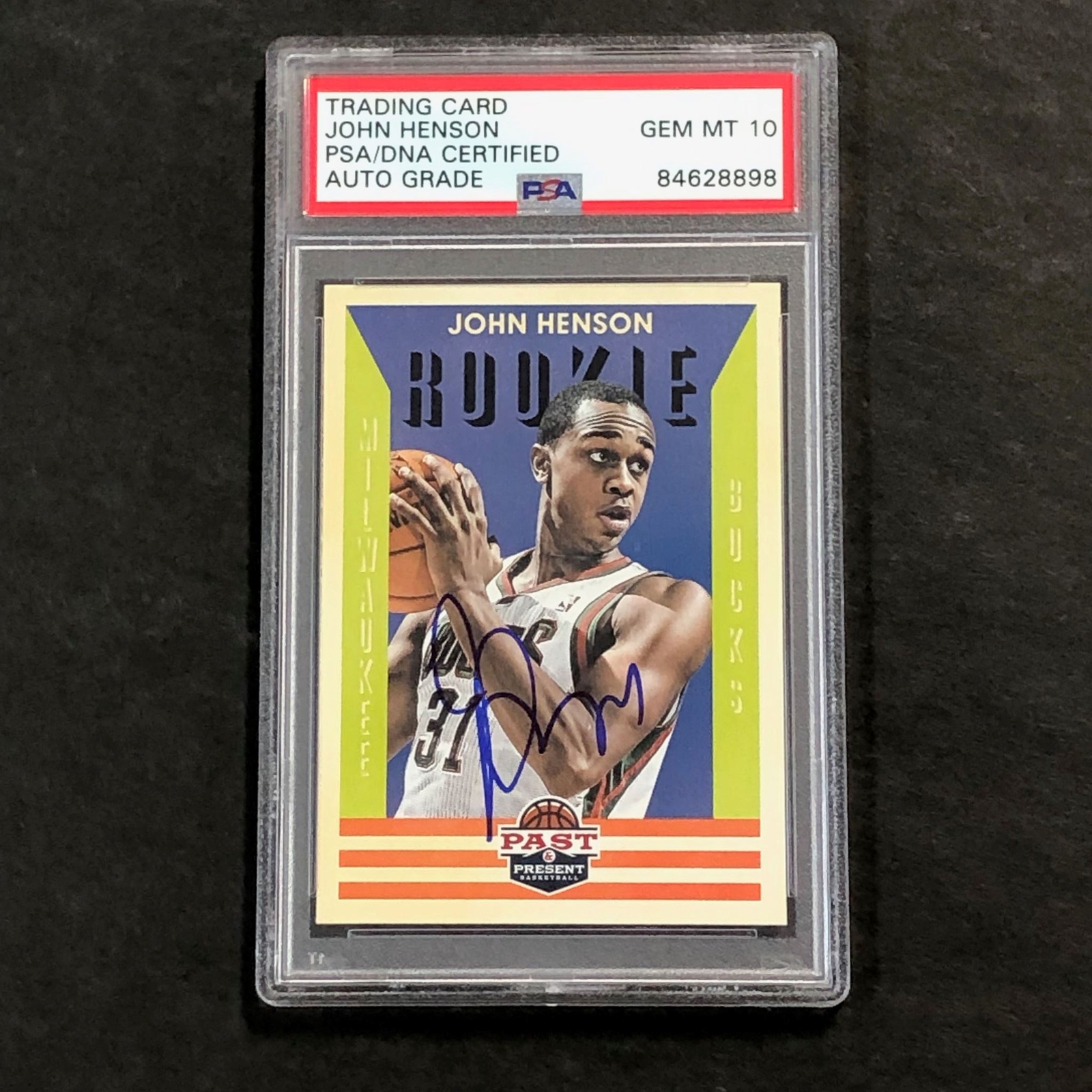 2012-13 Panini Past and Present #211 John Henson Signed Card AUTO 10 PSA Slabbed