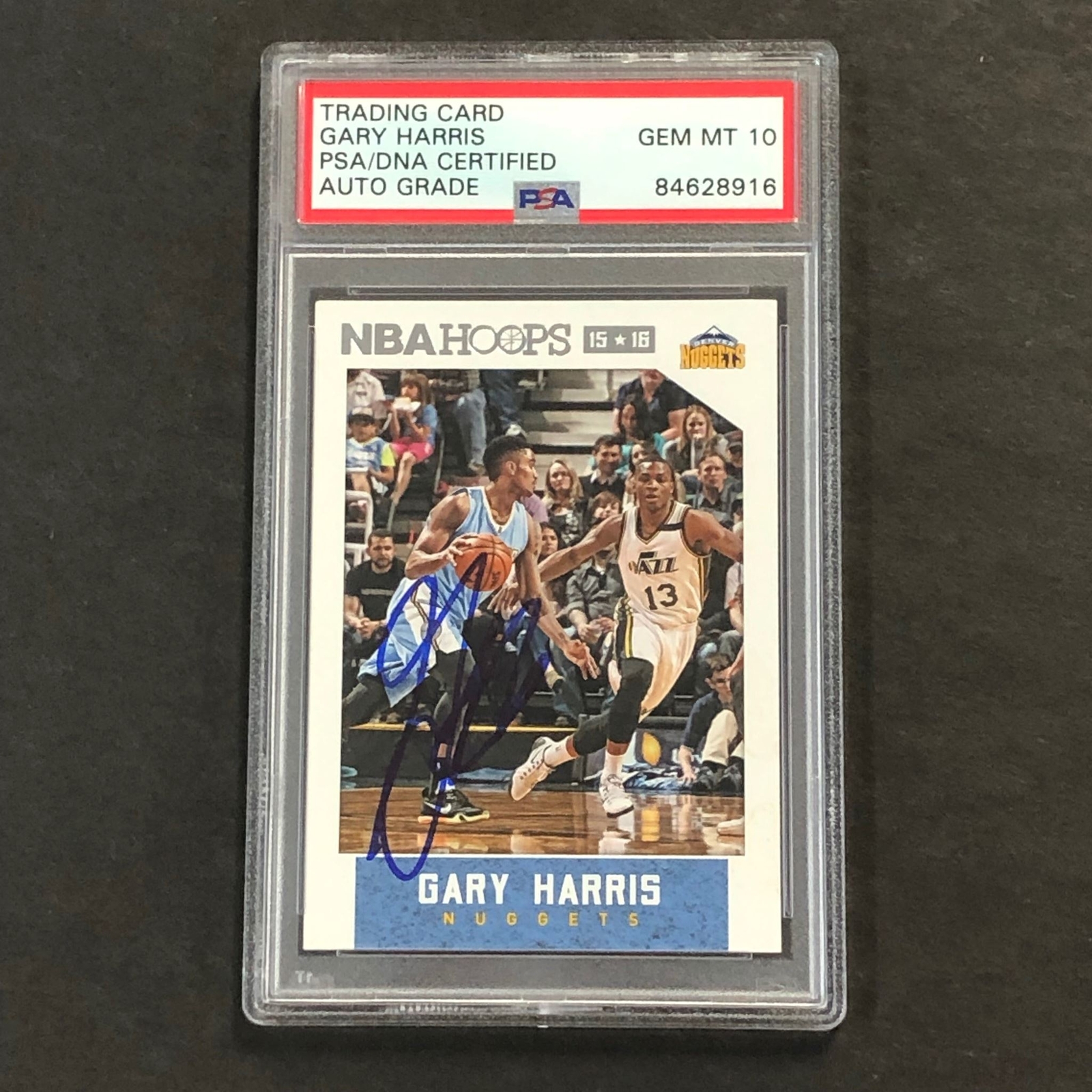 2015 NBA HOOPS #31 GARY HARRIS SIGNED AUTO 10 CARD PSA/DNA SLABBED NUGGETS COLLECTIBLE MEMORABILIA