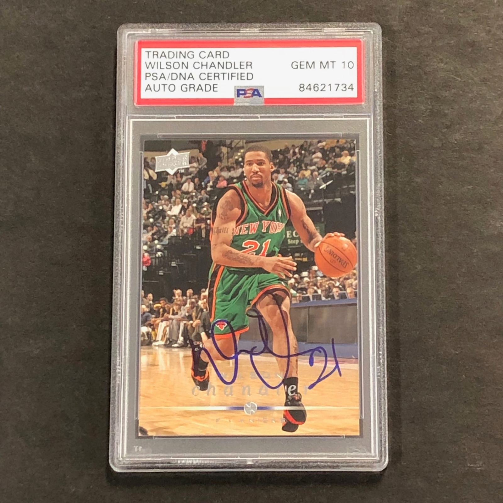 2008 UPPER DECK #8 WILSON CHANDLER SIGNED CARD AUTO 10 PSA SLABBED KNICKS COLLECTIBLE MEMORABILIA