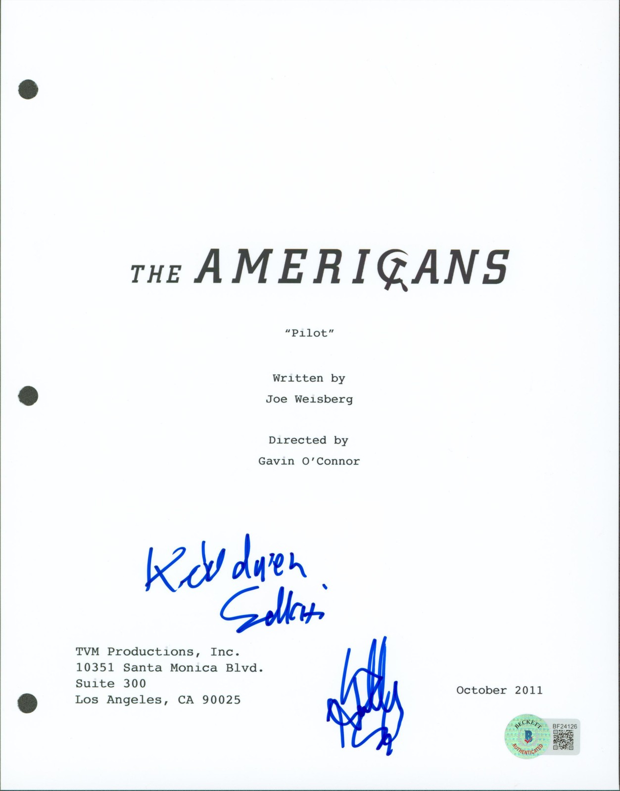 Holly Taylor & Keidrich Sellati Signed The Americans Script Cover BAS #BF24126