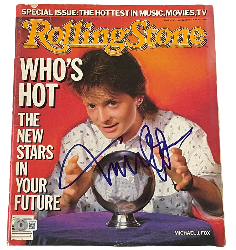 MICHAEL J FOX SIGNED ROLLING STONE MAGAZINE 5/22/85 BACK TO THE FUTURE BECKETT