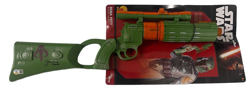 JEREMY BULLOCH SIGNED STAR WARS BOBA FETT BLASTER INSCRIPTION AUTOGRAPH BECKETT