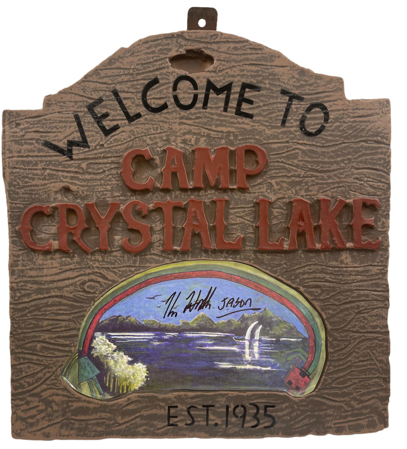 KANE HODDER JASON VOORHEES FRIDAY THE 13TH SIGNED CRYSTAL LAKE SIGN BECKETT COA