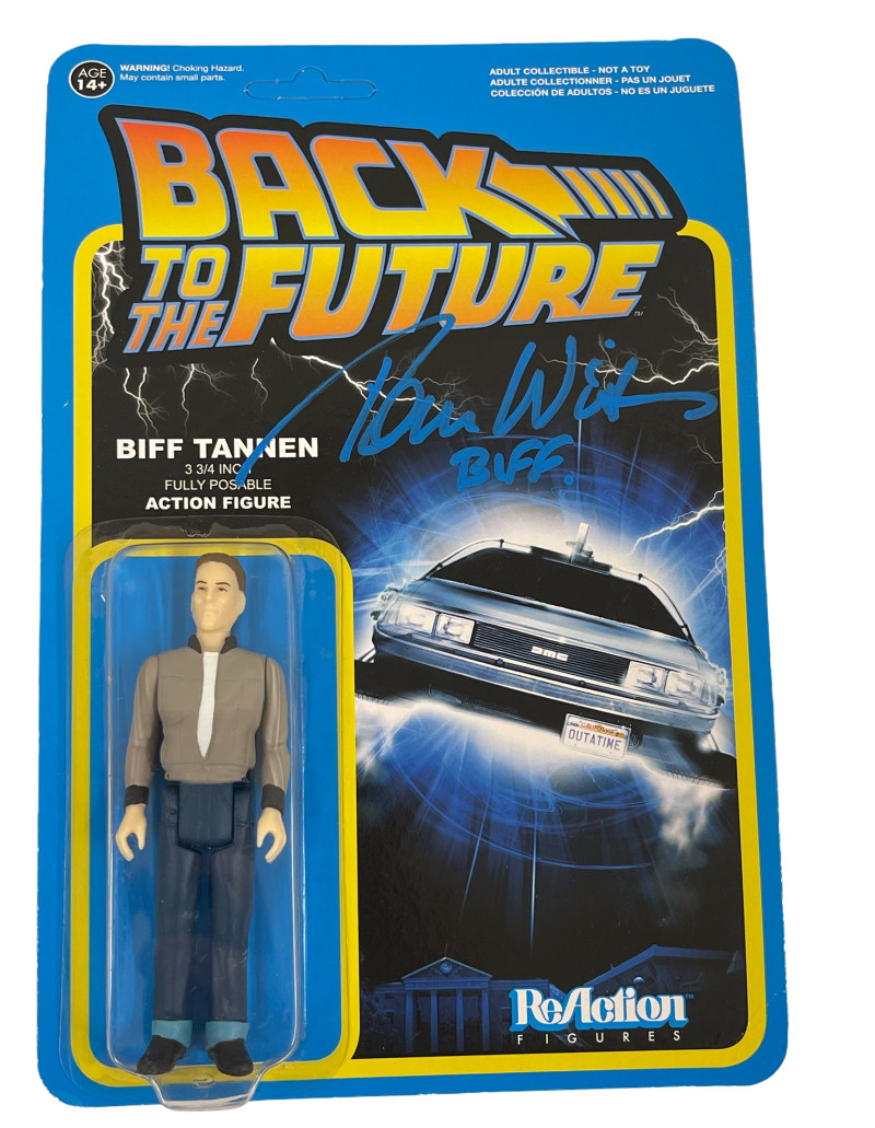 TOM WILSON SIGNED BACK TO THE FUTURE REACTION FIGURE AUTOGRAPH BECKETT COA