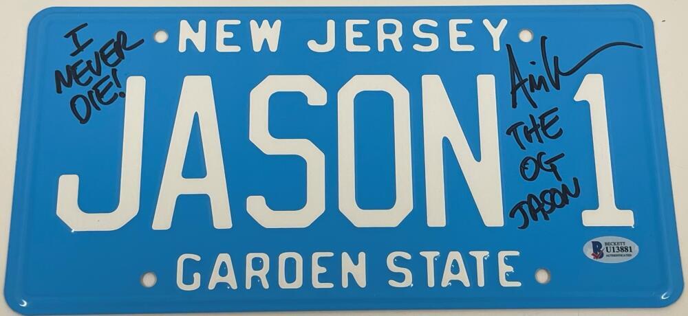 ARI LEHMAN SIGNED FRIDAY THE 13TH LICENSE PLATE INSCRIPTION AUTOGRAPH BECKETT 3 COLLECTIBLE MEMORABILIA