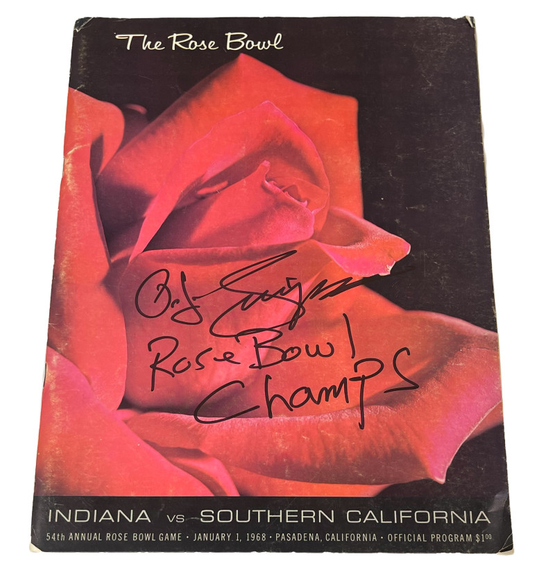 OJ SIMPSON SIGNED 1968 OFFICIAL ROSE BOWL PROGRAM USC INDIANA AUTOGRAPH BECKETT