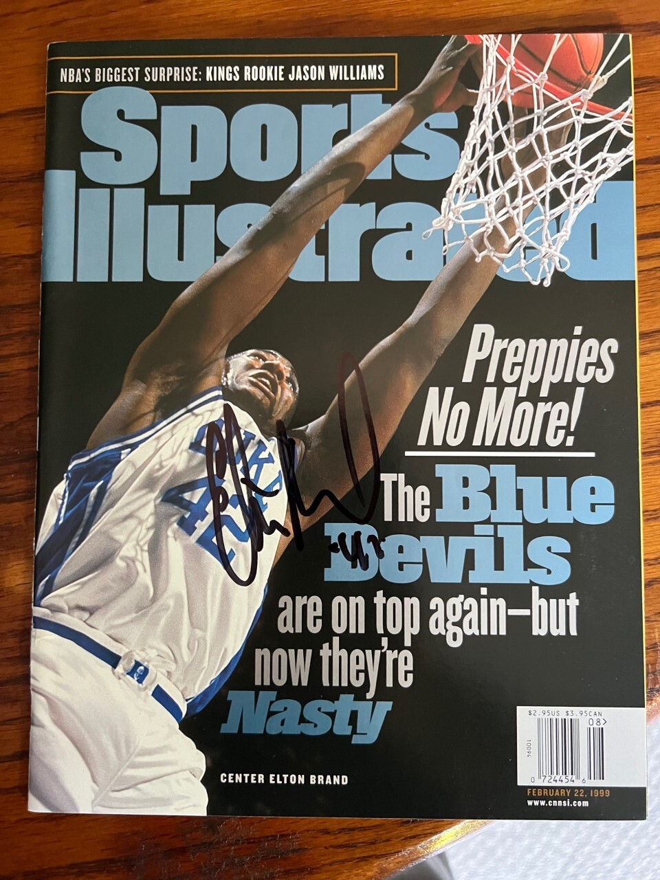 Elton Brand signed autographed sports illustrated magazine Duke No Label