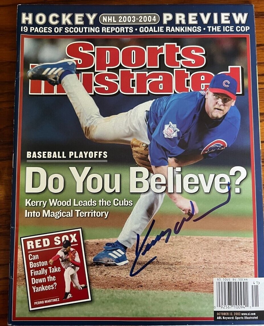 Kerry Wood signed autographed sports illustrated magazine Cubs No Label