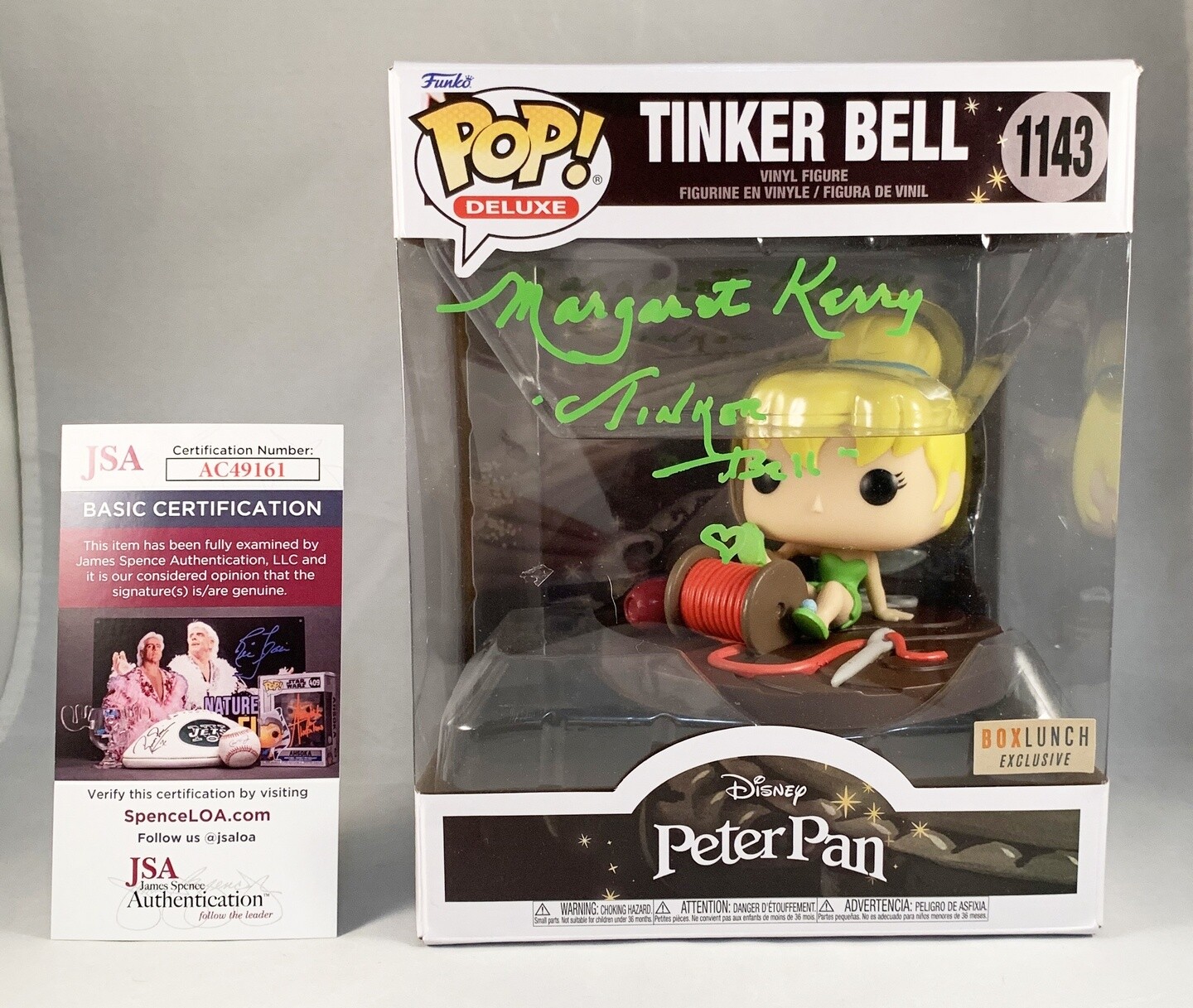 Margaret Kerry Signed Oversized Funko Pop Tinkerbell JSA COA