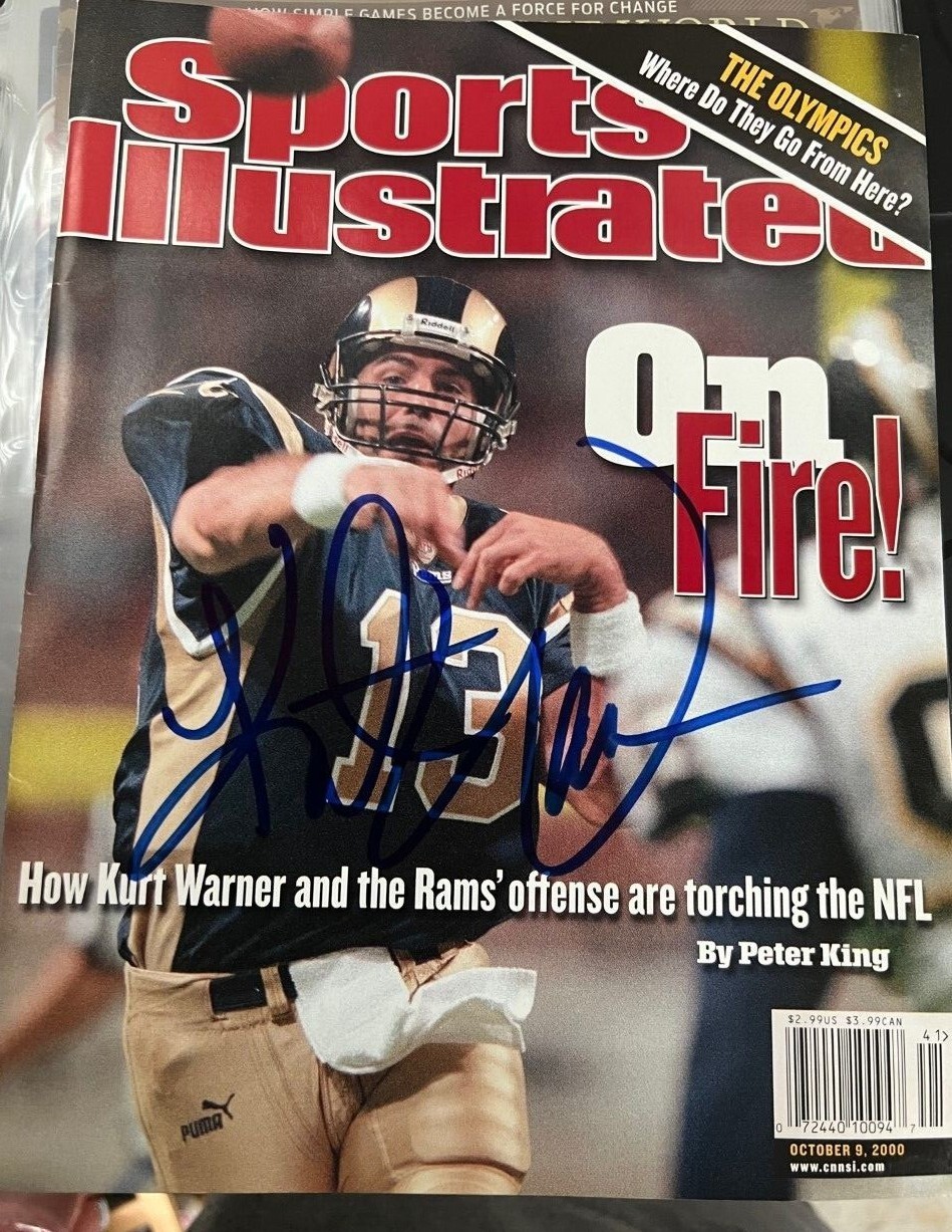 Kurt Warner signed autographed sports illustrated magazine Rams No Label