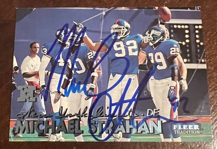 Michael Strahan signed autographed 1999 Fleer Tradition Card Hall of Fame Giants