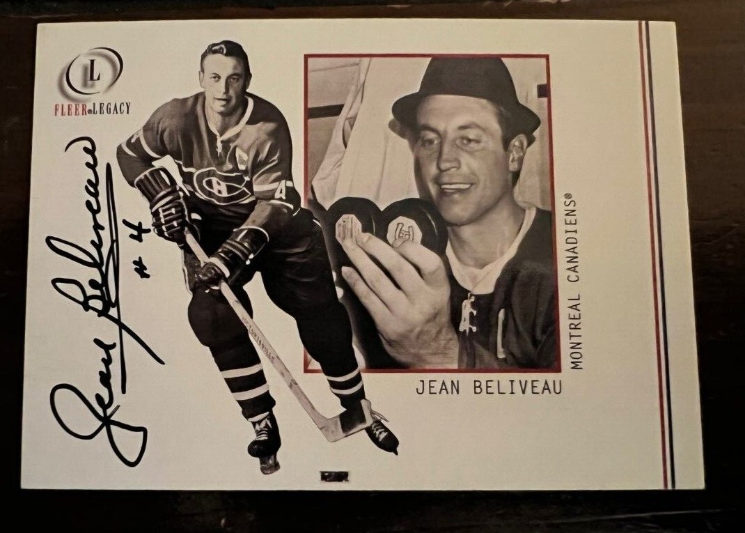 Jean Beliveau signed autographed 2001-02 Fleer Legacy Card Montreal Canadiens