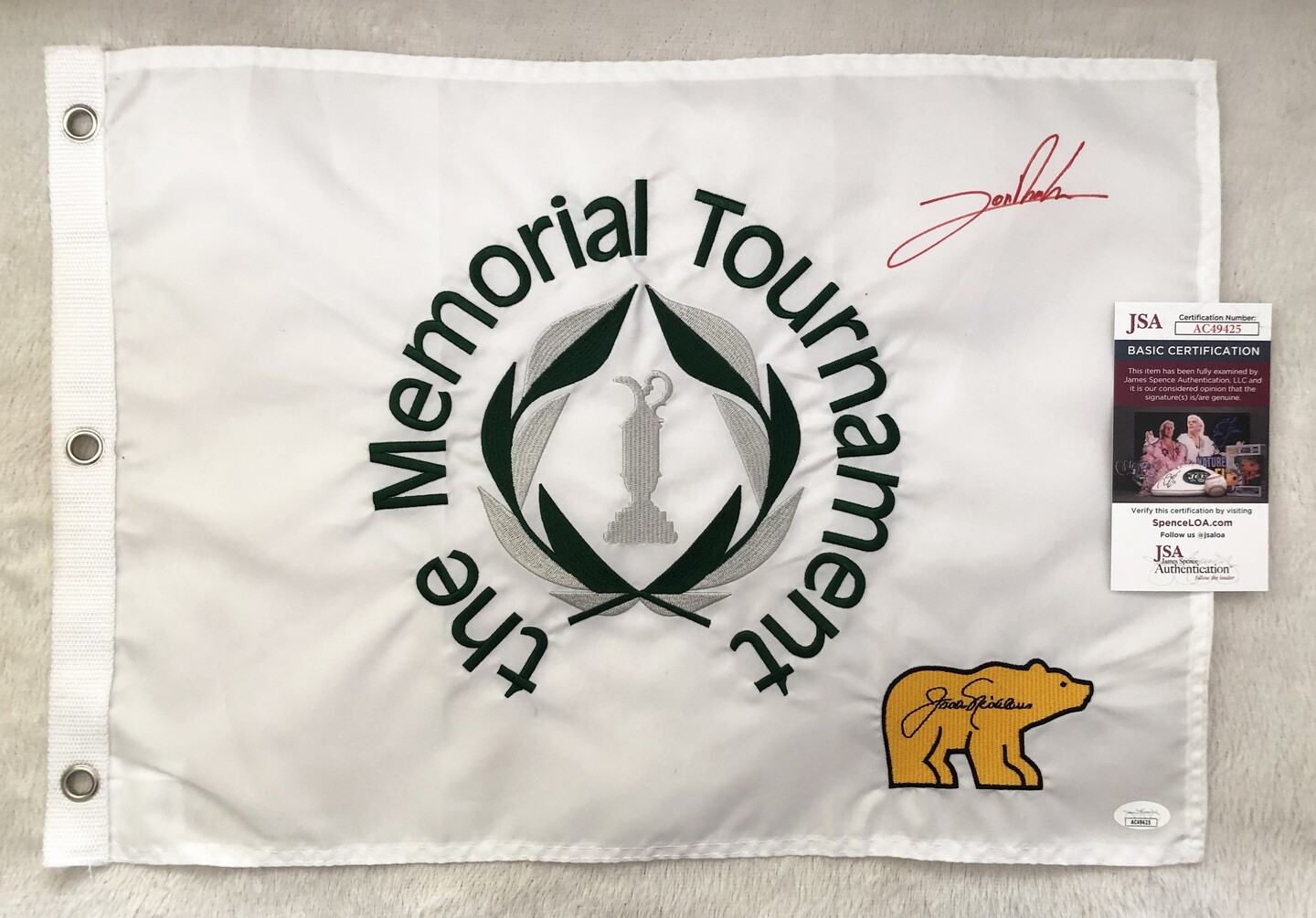 Jon Rahm Signed Pin Flag 2020 The Memorial Champion JSA COA