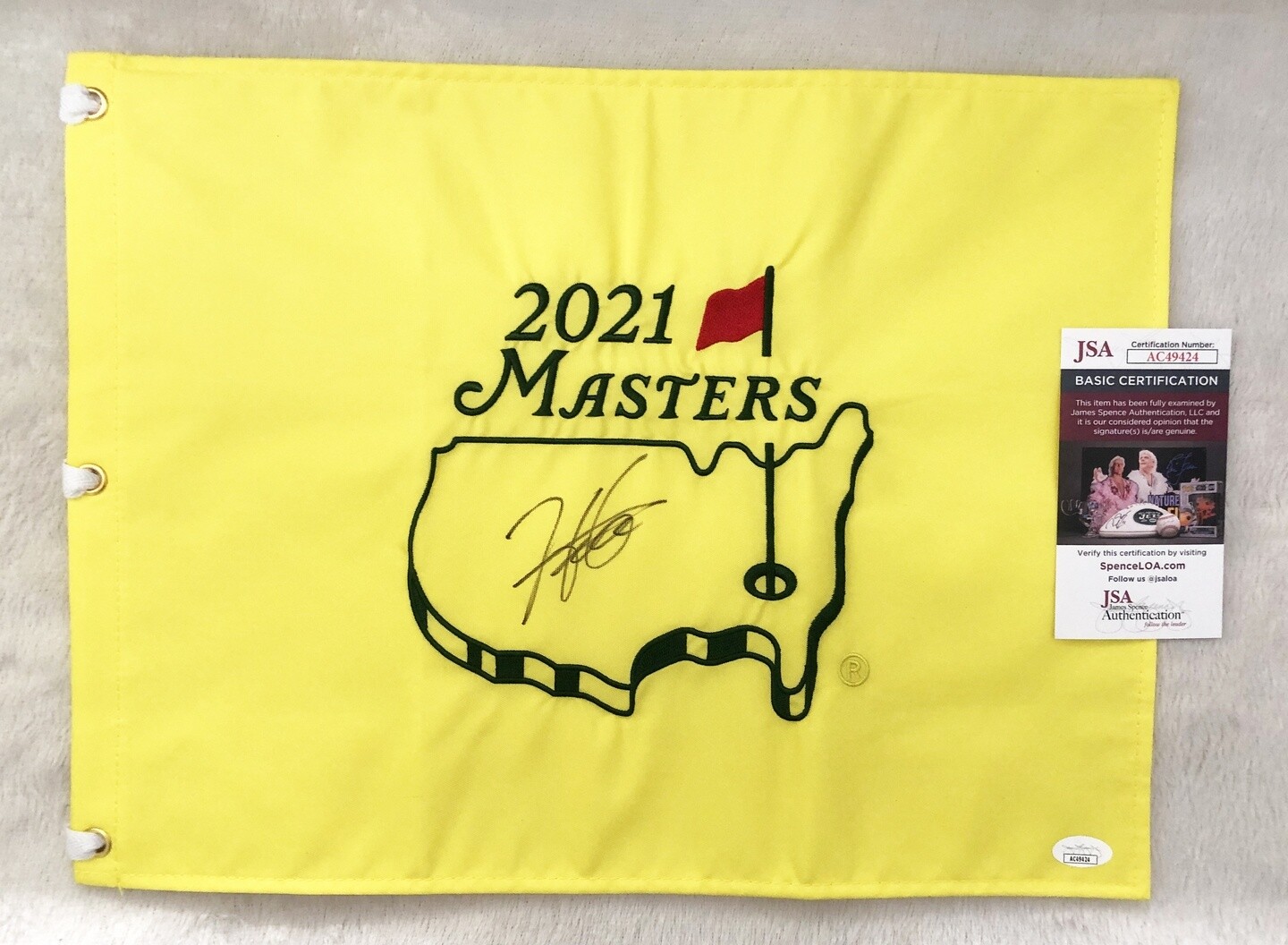 Hideki Matsuyama Signed Masters Flag 2021 Champion Golf Pin Flag JSA 1 COA