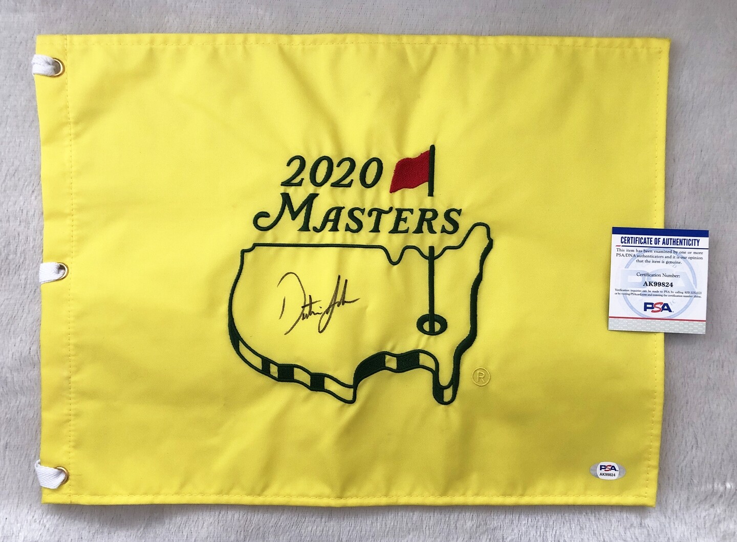 Dustin Johnson Signed Masters Flag 2020 Champion Golf Pin Flag JSA 1 COA