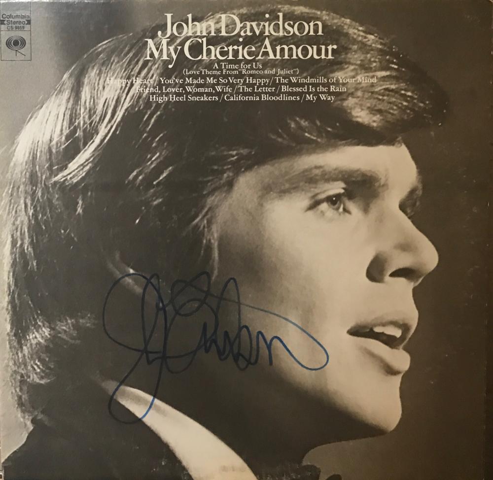 JOHN DAVIDSON MY CHERIE AMOUR SIGNED 1997 VINYL RECORD ALBUM W/COA
