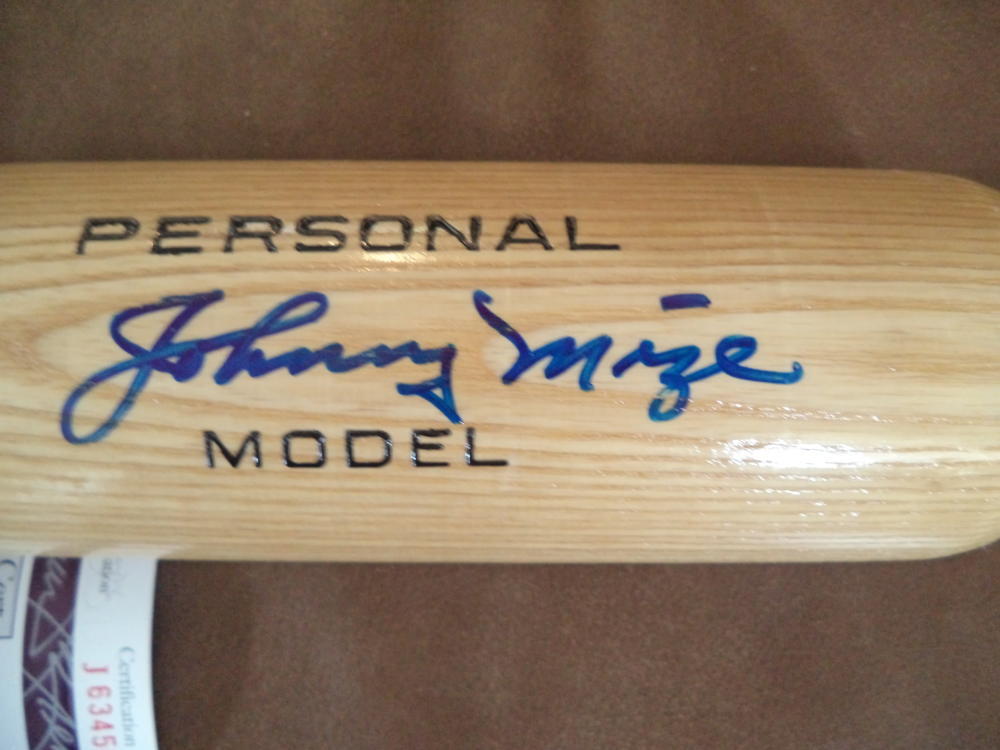 JOHNNY MIZE YANKEES SIGNED AUTOGRAPHED ADIRONDACK BAT PERS. MODEL JSA J63458