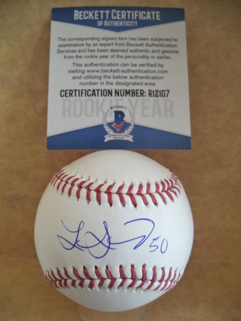 LUCAS SIMS ATLANTA BRAVES ROOKIE YEAR SIGNED AUTO M.L. BASEBALL BECKETT R12107