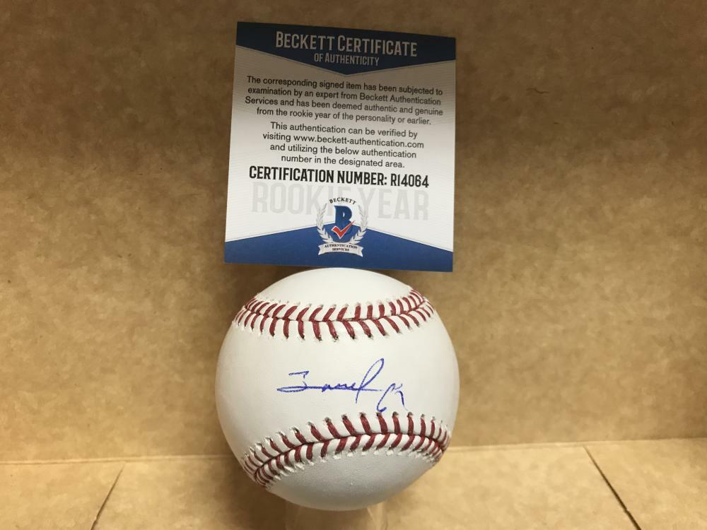 SANDY BAEZ DETROIT TIGERS ROOKIE YEAR SIGNED M.L. BASEBALL BECKETT R14064