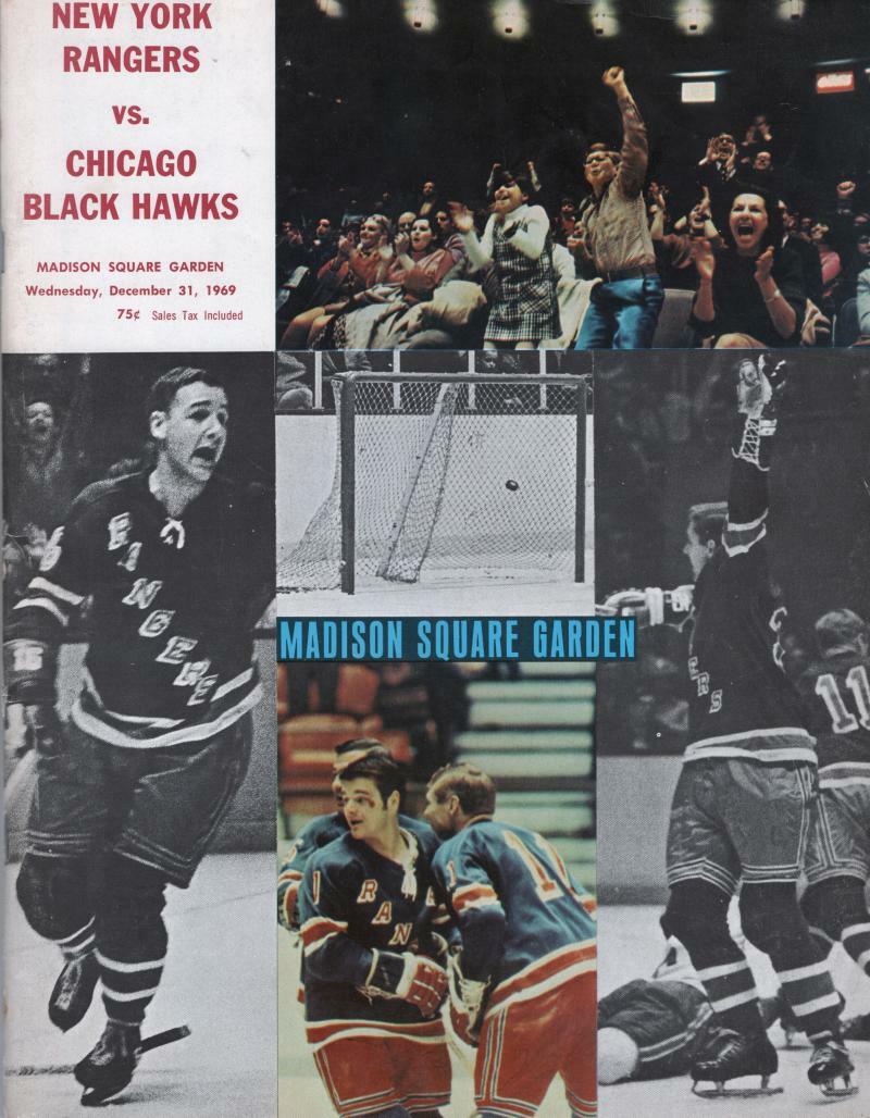 NEW YORK RANGERS VS. CHICAGO BLACK HAWKS PROGRAM 12/31 69 MADISON SQUARE GARDEN COLLECTIBLE MEMORABILIA