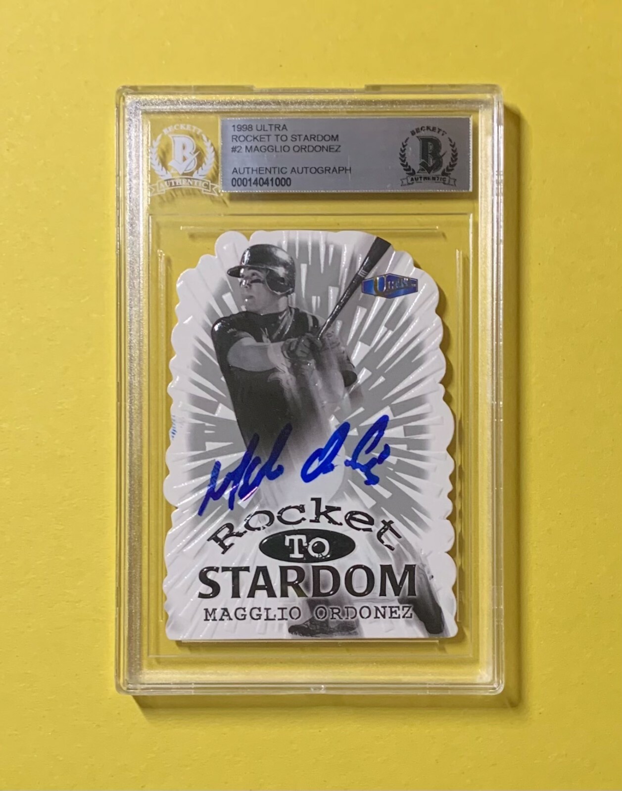 1998 ULTRA MAGGLIO ORDONEZ #2 AUTHENTIC AUTO BECKETT CERTIFIED WHITE SOX