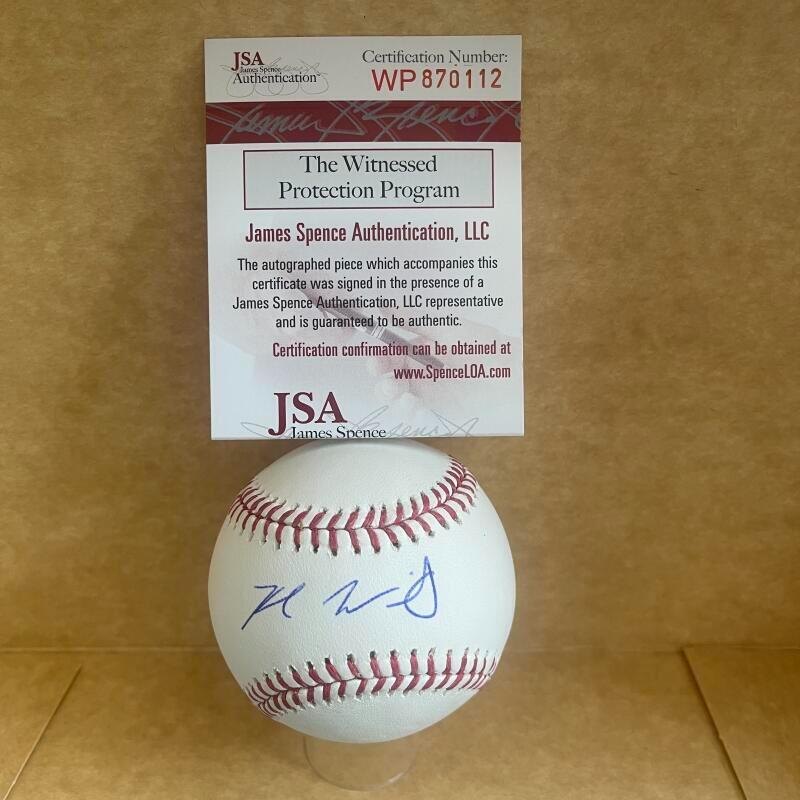 KYLE WRIGHT ATLANTA BRAVES SIGNED AUTOGRAPHED M.L. BASEBALL JSA WP870112