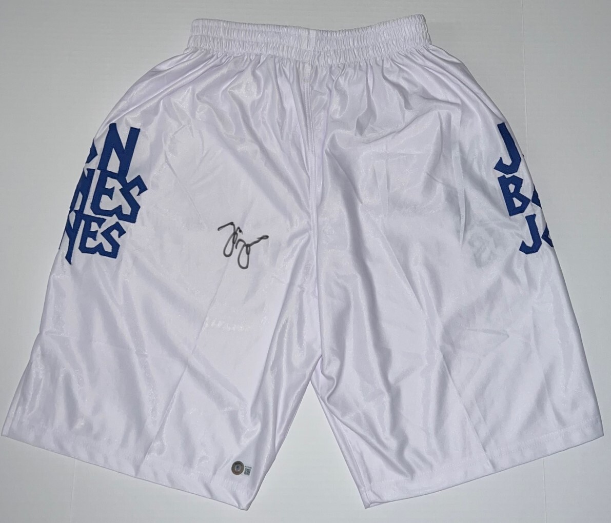 Jon Jones signed White Trunks autographed Bones Jones Beckett Witnessed