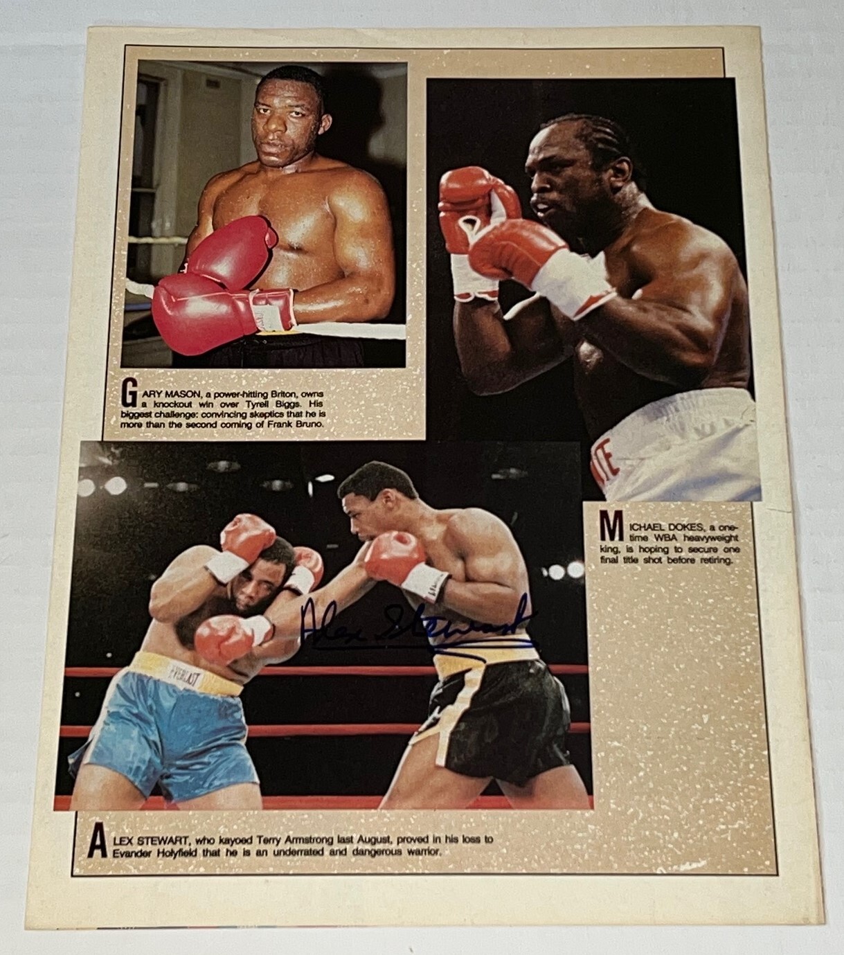 Alex Stewart The Destroyer signed Boxing Magazine Page autographed