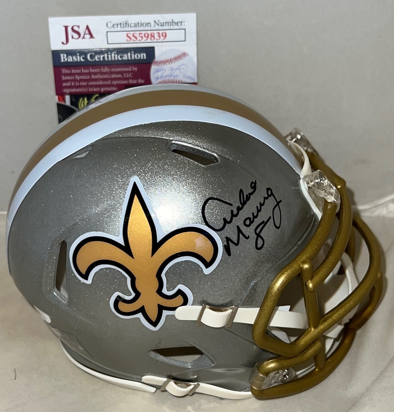 Archie Manning signed New Orleans Saints Flash mini helmet autographed JSA
