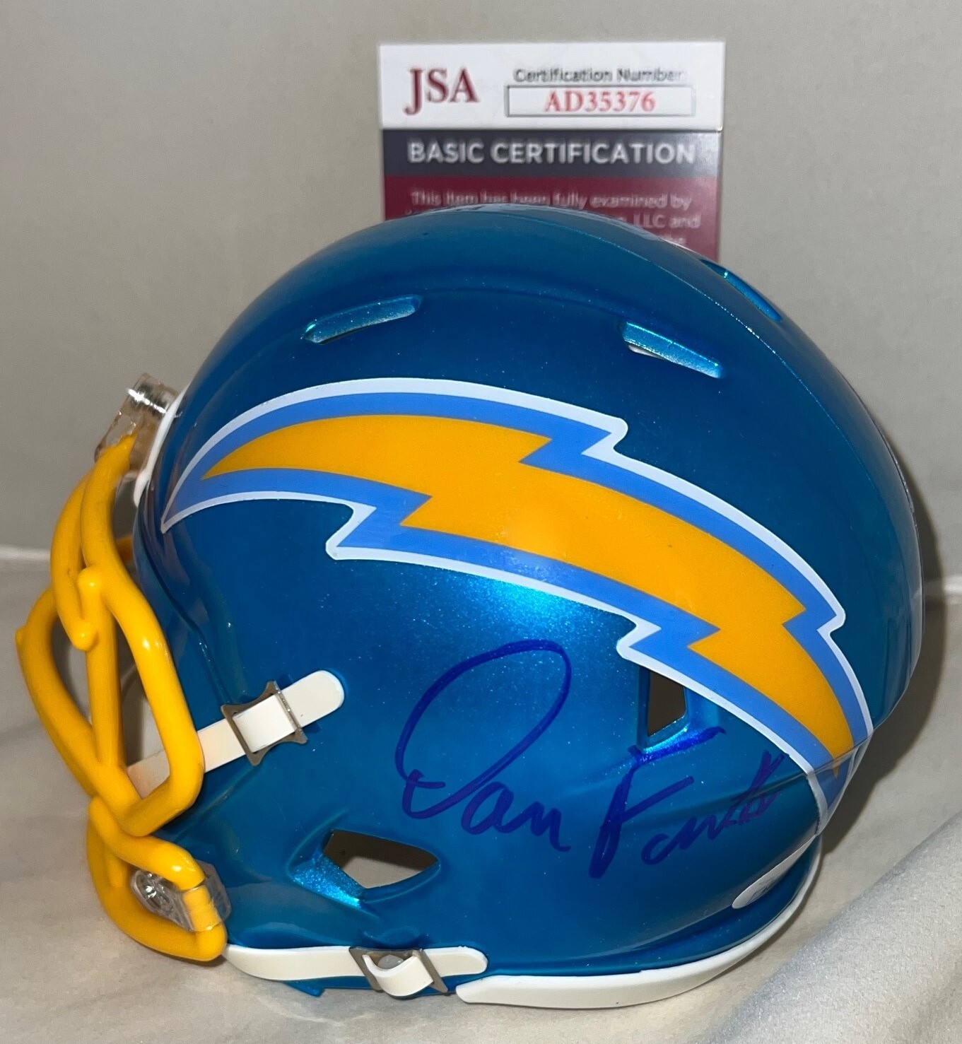 Dan Fouts San Diego Chargers signed Flash mini helmet autographed JSA