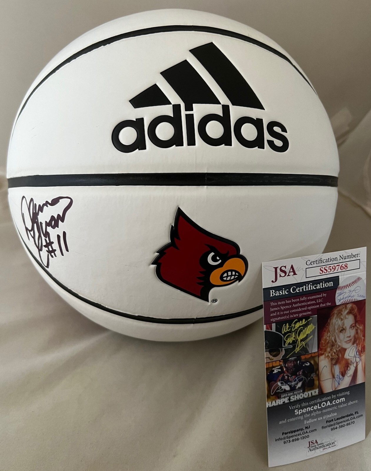 Dana Evans signed Louisville Cardinals Logo Basketball Ball autographed JSA
