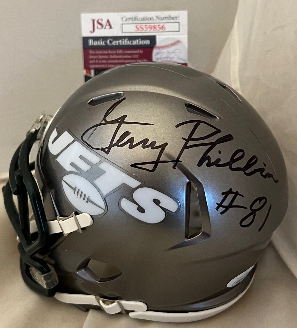 Gerry Philbin signed New York Jets Flash mini helmet autographed JSA