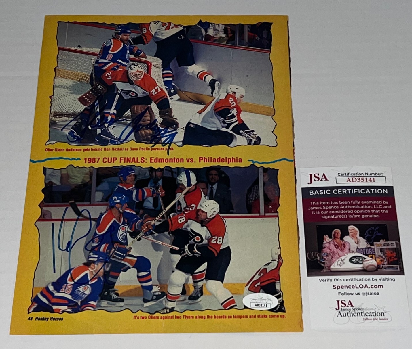Glenn Anderson & Kevin Lowe signed Edmonton Oilers Magazine Page autographed JSA